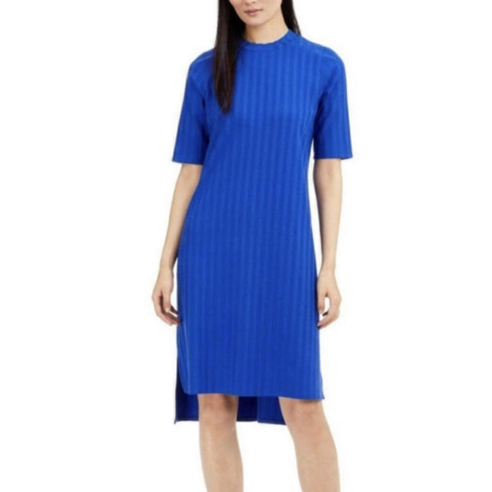 Eileen Fisher Blue Short Sleeve Ribbed Dress